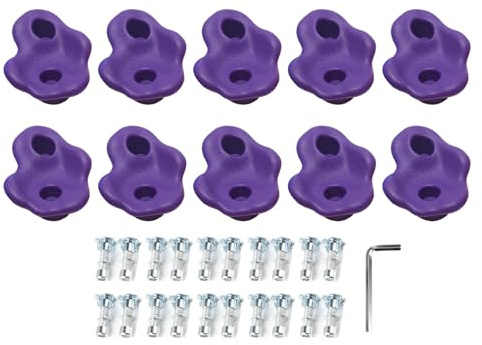 Fyearfly Rock Climbing Holds 10PCS - Ergonomic PE Grips for Indoor Outdoor Walls, Purple