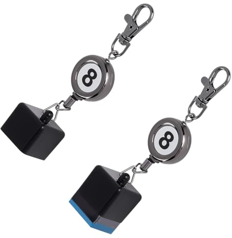 FINGERINSPIRE 2 piezas tiza de billar 124 mm de longitud de aluminio Gunmetal con colgante de bola 8 redonda plana - Accesorios decorativos con cierre giratorio de aluminio
