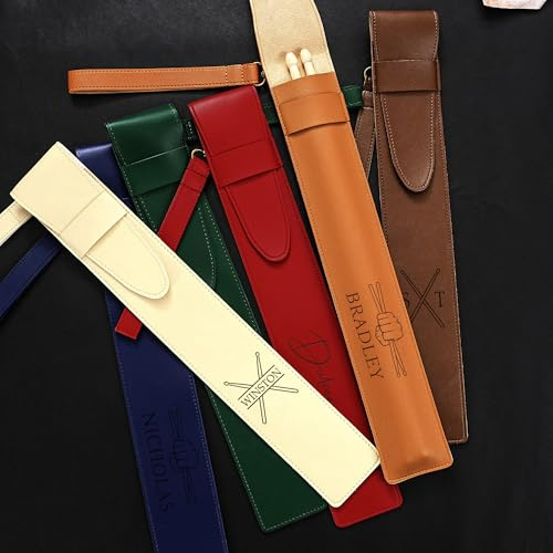 Graviertes Trommelstock-Etui, Personalisierte Trommelstock-Halterung mit Stöcken, Geschenk für Schlagzeuger, Trommelstock-Hülle, Schlagzeug-Zubehör, Trommelstock-Tasche