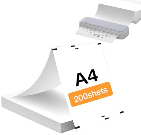 Eulihent 200 Sheets A4 Thermal Printer Paper Folding Thermal Paper 210mm x 297mm Continuous Printing Paper Compatible with Most Portable Printer and Thermal Document Printers for Travel, Home, Photo