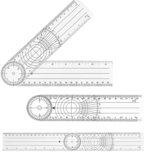 HUZNA Goniometer, 3 Stücke Winkelmesser Physiotherapie 38cm, Transparente 360° Drehung Protraktor Physiotherapie, PVC Goniometer Physiotherapie, Winkelmesser Schule, für Heimarbeit, Sporttherapie