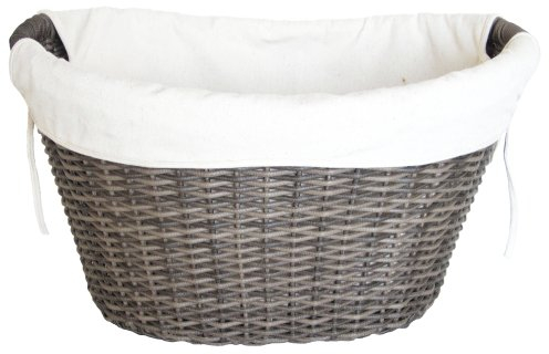 HABAU Feuerholzkorb mit waschbarem Stoffeinsatz, Holzkorb aus extrem robustem Polyethylen mit Metallrahmen - 63,5 x 44,5 x 30 cm