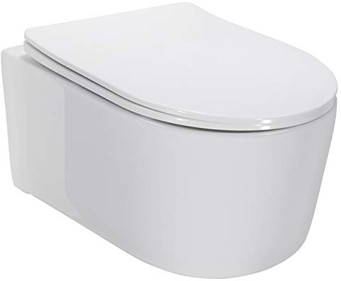 Adige Design Hänge WC spülrandlos Toilette inkl. WC Sitz mit Softclose Absenkautomatik + abnehmbar