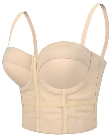 VEENDEO Women's Mesh Breath Push up Bustier Corset Crop Top Club Party Vest