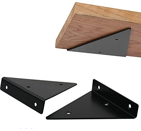 LIGUOYI 2PCS Regalkonsole, Regalhalter Stahl Schwarz Beschichtet, Robust, Regale Metall Regale Kinderzimmer, Dreieckig, Fach-Bodenträger Wand-Montage, Regalhalterung, Regal-wandhalterung