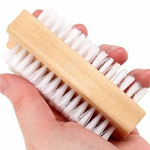Wooden Nail Brush Scrubbing Finger Toe Washing Up Double Sided Bristles Natural (2 PCS)