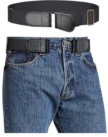 Magic Buckleless Men's Stretch Belts: Comfort Revolution- Hook-Loop Adjustable No Buckle Elastic Belt for Jeans Khaki, 32-48