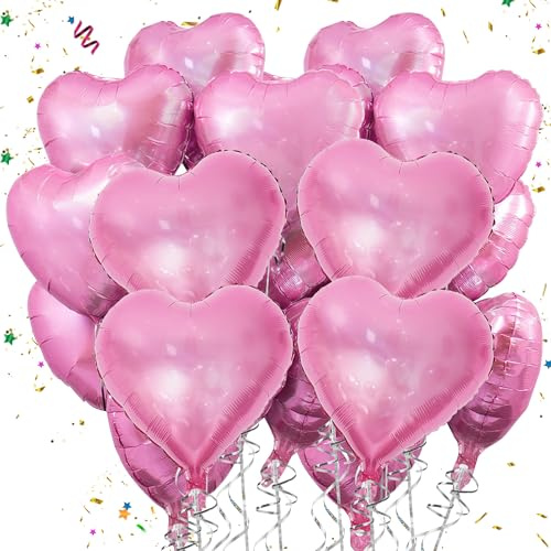 Mbsomnus Rosa ballonger i 15 stycken, hjärtformade ballonger, 45 cm (15 tum), heliumballonger för bröllop, födelsedag, förlovning, årsdag, förlovning, mors dag, bröllop, dekoration