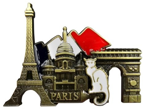 Dekorativer Kühlschrankmagnet Aus Metall - Kreative -Retro-Paris-Magnete, Kreative Stereo-Karikatur-Retro-Landschaftsform-Magnet-Küchen-Reise-Souvenirs