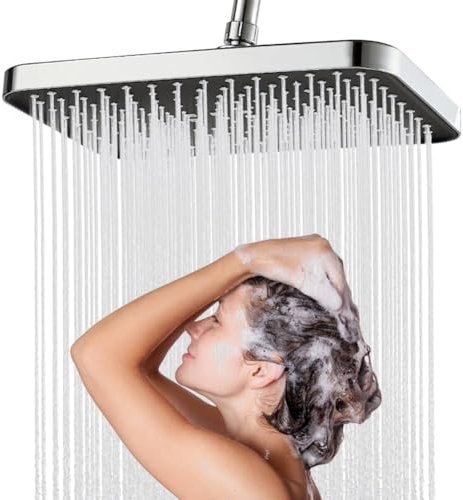 Regendusche Duschkopf 14 Zoll, Duschkopf Regendusche 360° Verstellbarer Regendusche mit Anti Kalk Düsen, Quadratischer Duschkopf Edelstahl Wassersparend Regenduschkopf Einbauduschköpfe für Bad