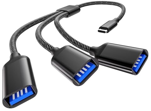 NEUTYPECHIC Cable Divisor USB Tipo C a 3 USB A 2.0, Adaptador 1 en 3 Salidas, OTG Splitter Tipo C Macho a USB A Hembra,Transmisión de Datos para MacBook, Pro,iMac PS4, Surface, XPS, Samsung (Negro)