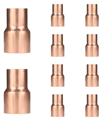 10-Pack HeSun Copper Fittings, 3/4-Inch x 1/2-Inch Reducing Copper Coupling, C x C with Sweat Solder Connection