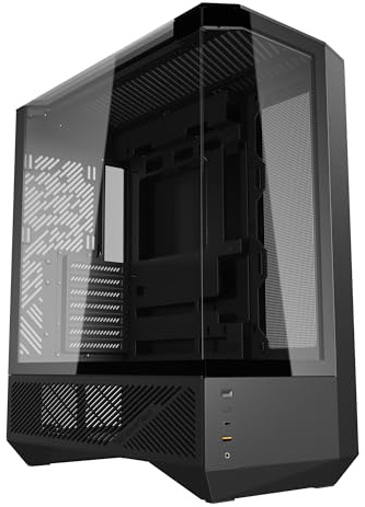 darkFlash DY460 ATX Full-Tower PC Gaming Case, High Airflow, 330° Full-View Tempered Glass Panels, Separate PSU Chamber, Supports RTX 5090 up to 400mm, 360mm Radiator Support, USB-C, Black