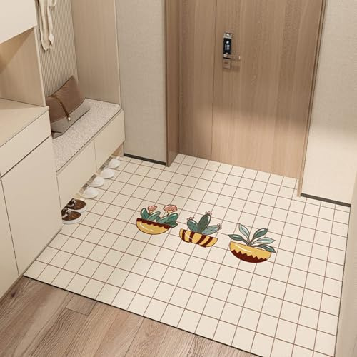 Alfombra Cocina 50X80Cm Plantas Verdes Alfombra Vinilica Cocina Cuero,Modernas Lavable Antideslizante Anti Fatiga para Pasillo, Comedor,Hogar Alfombrilla Cocina