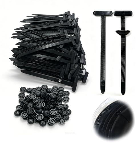 100 Piezas Bridas de Plástico Negro, Hebillas de Abrazo de Cable Universal Autoblokantes, Sujetadores Multiusos para Guardabarros, Ideal para Reparaciones Diarias en Automóviles