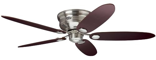HUNTER FAN Deckenventilator Low Profile 132 cm für den Innenbereich, mit Zugkette und 4 austauschbaren Flügeln in der Farbe Ahorn und Schokolade, optimal für Sommer und Winter, Modell 24372