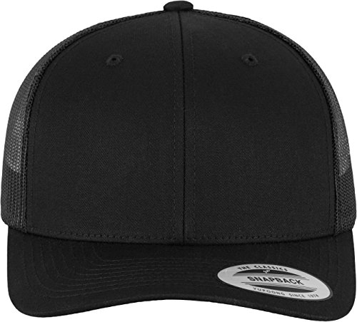 Flexfit Unisex Retro Trucker Cap, Klassische Trucker Cap mit Mesh-Rückseite, one Size, Black