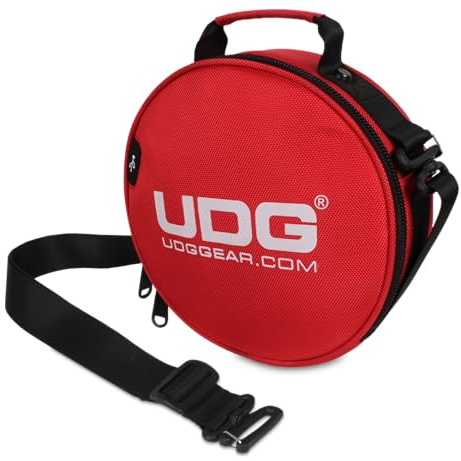 UDG Ultimate DIGI Headphone Bag, Red (U9950RD) | Compact headphone bag for DJs; padded compartment, accessories pocket, adjustable shoulder strap