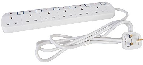 Powermaster 379955 Switched Extension Lead with Neon Indicator 230V 6-Gang 2m | Neon Indicator