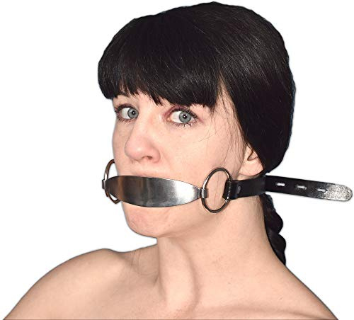 Honeylust Bâillon Métal avec Extenseur de Langue – Bondage Mouth Gag verrouillable en similicuir & métal, Cuillère Fétiche & Bâillon BDSM pour couples, esclaves & dominatrices
