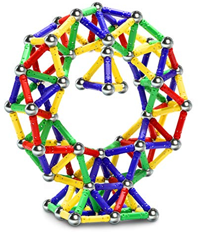 Jvchengxi 144 Pezzi Bastoncini Magnetici, Giocattoli Magnetici da Costruzione, Puzzle Blocchi Gioco Impilabile Magnete Kit Costruzione Giocattoli Educativi per Adulti & Bambini