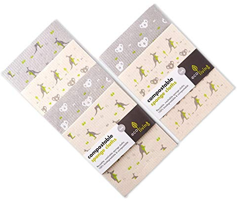 Paños de limpieza de esponja Eco Living ecológica, biodegradables, 100% libre de plástico (4)