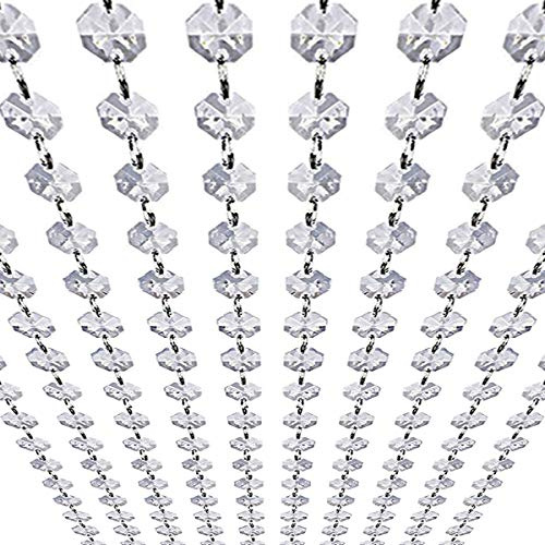Ghirlanda di cristalli – Catena di perline per lampadario da appendere, 14 mm, prisma ottagonale trasparente con diamanti, decorazioni per feste di nozze, centrotavola Manzanita, albero di Natale