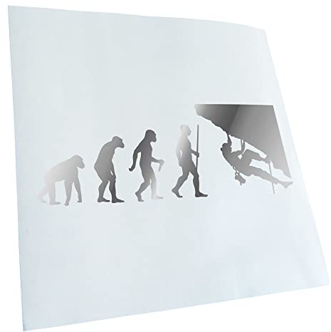 Kiwistar - Autoaufkleber - Klettern Kletterer Evolution - chrom - 24x9cm - Heckscheibe Auto Aufkleber wetterfest für Kfz LKW Mofa Truck - Sticker außen selbstklebend Tuning Zubehör für Fenster