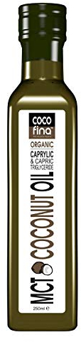 Cocofina Organic MCT Oil C8 C10 Liquid Coconut Oil for Keto Diets & Bulletproof coffee high octane Gluten Free Palm Oil Free GMO Free in Opaque Glass Bottle Kind on Tummy - 250ml