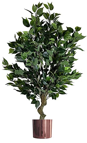 Leaf Árbol Artificial Realista con Maceta, Materiales Mixtos, 100 cm, arbusto ficus Cobre