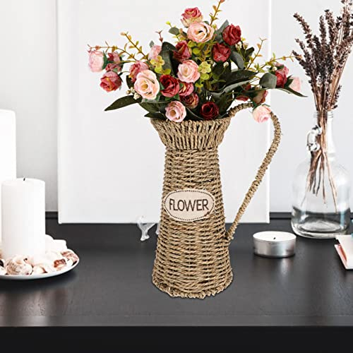 Cabilock Blumenvase Gewebt Für Frische Und Getrocknete Blumen Arrangement Haushaltskorb Blumenarrangementbehälter Dekorativ Für Wohnzimmer Schlafzimmer Büro