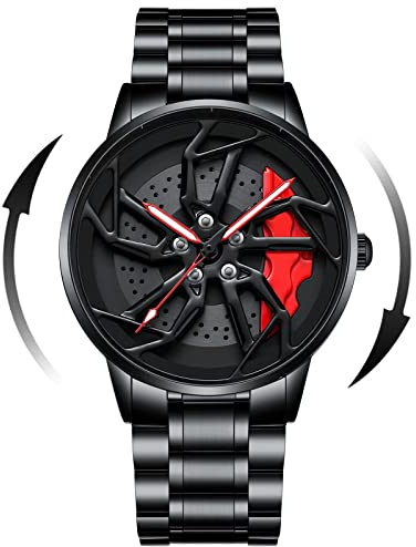 Mihawk Felgenuhr Herren - Motorsport Armbanduhr im 3D Stereoskopische Auto-Raduhr Mode Sportuhren wasserdichte Felgennabe Auto-Enthusiasten-Armbanduhr (X-570S)