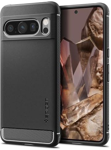 Spigen Rugged Armor Coque Compatible avec Google Pixel 8 Pro [Fibre de Carbone] - Noir Mat