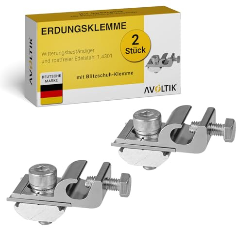 Avoltik Erdungsklemme für PV Module 2 Stück I Solar Panel Klemmen aus robustem & hochwertigem Aluminium I rostfreie & langlebige PV Erdungsklemme I praktisches Solar Zubehör mit Blitzschutz Klemme