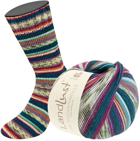 LANA GROSSA Landlust die Sockenwolle | Garn aus Merinowolle in verschiedenen Farben | Handstrickgarn aus 80% Schurwolle (Merino) & 20% Polyamid | 100g Wolle zum Stricken & Häkeln | 420m Garn FB710