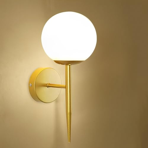 Moderne Wandleuchten in Gold, Innenbeleuchtung mit Glasschirm, LED-Wandleuchte, Wandleuchte für Schlafzimmer, Flur und Wohnzimmer (Stil C, Gold)