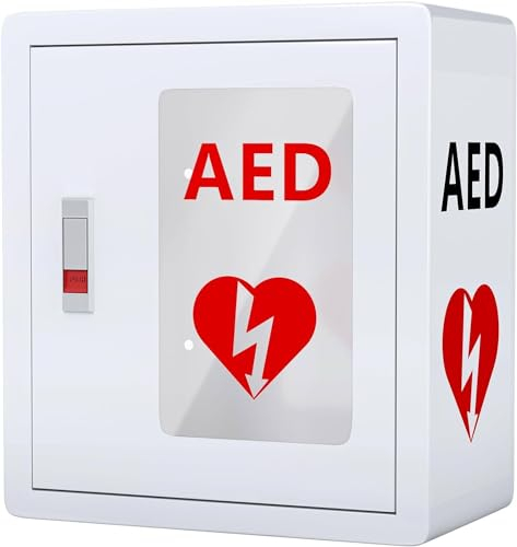 JIANGSS AED-Schrank, Defibrillator-Aufbewahrungsschrank, Defibrillator-Wandmontage-Aufbewahrungsbox mit Schloss, 35,9 x 17,8 x 39,9 cm, für Notfälle zu Hause, im Büro und an öffentlichen Orten