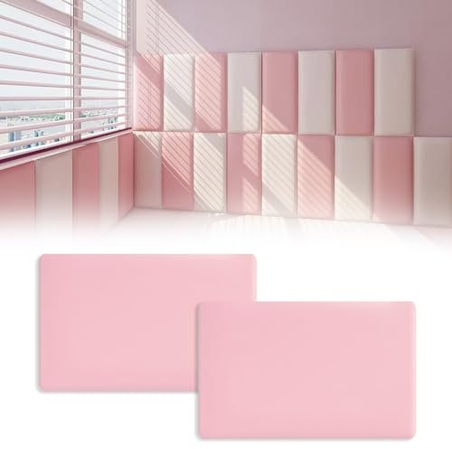 2 PCs, 40 * 30cm, Anti-Collision Wall Padding, Wall Cushion Padding, Soft Bag Wall Panels, Wall Cushion Protection for Kids, Peel and Stick (Pink)