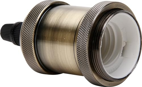 Kopp Retro/Vintage Metall-Fassung, E27, Höhe 75 mm, Durchmesser 40 mm, Farbe schwarz/chrom, Lampenfassung im Retro-Style, Vintage-Look, 212620045