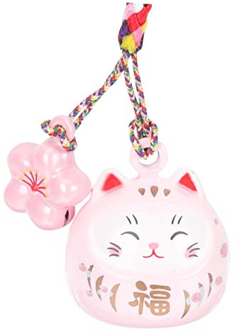LIFKOME Japanischer Glückskatze Schlüsselanhänger aus Keramik und Kupfer mit Kreativem Zartem Design zum Einfachen Aufhängen als Dekorativer Taschen und Handyanhänger für Geschenk