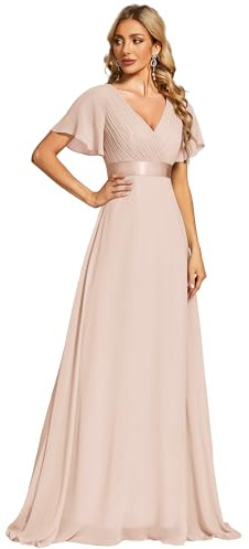 Ever-Pretty Vestiti da Cerimonia da Donna Alta Elasticità Scollo a V Linea ad A con Spacco Stile Impero 09890