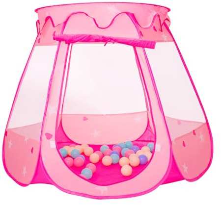Pop Up Princess Tent with 50 Balls,Ball Pit with for Kid Girl Birthday Gift,Princess Toys for Toddlers with Carrying Bag,Play Tent for Kids Indoor|Outdoor
