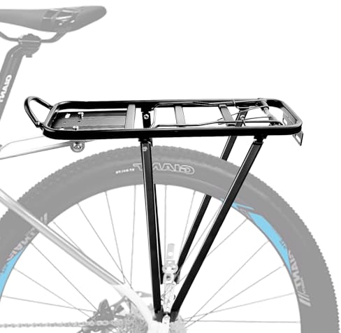 JOLIGAEA Portaequipajes Bicicleta, Portabultos Bicicleta Trasero Ajustable, Portaequipajes de Aluminio, Universal Trasero para Bicicleta Carga 50KG, Portabultos para Bicicleta de Montaña