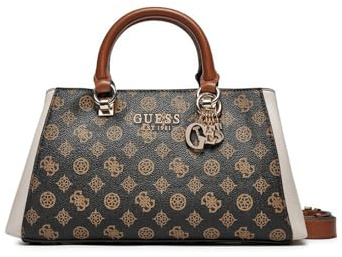 GUESS Evelune Girlfriend Satchel Mocha Logo Multi