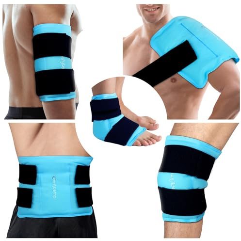 Comfytemp Ice Packs for Injuries Reusable, Large Hot Cold Gel Pack for Shoulder Back Knee Pain Relief, Instant Compress for Arthritis, Swelling, Sprains, Bruises, 2 Adjustable Straps, 10.5x14.5