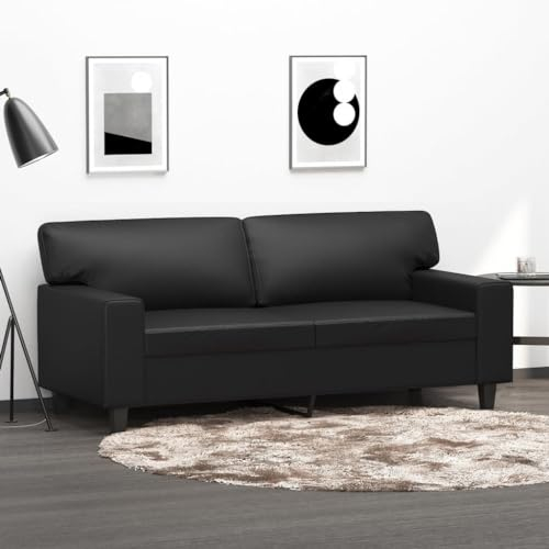 Homgoday 2-Sitzer-Sofa Loungesofa Sofa Couch Modern Gästesofa Doppelsofa Loveseat Relaxsofa Relaxcouch Sitzmöbel für Wohnzimmer Schlafzimmer Schwarz 140 cm Kunstleder