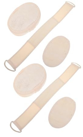 Healeved 2er-pack Natürliche Luffa-badetücher Körperpeelingbürsten-set Weiche Rückenwäscher Beige Für Spa