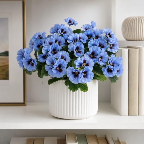 astylishome Ramo de flores artificiales azules realistas de tallo largo de seda para boda, hogar, hotel, fiesta, decoración, arreglo floral 3416