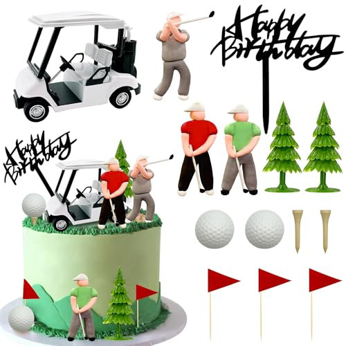 Golf Party Decoration Golf Theme Party Golf Birthday Decoration Supplies with Clay Golf Statue Golf Cart Decoration Golf Cake Decoration Golf Party Favors