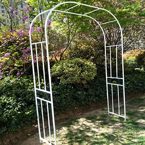 Arche de jardin en métal blanc pour plantes grimpantes et vignes décoratives - Pergola résistante aux intempéries pour anniversaires, mariages et fêtes - intérieur/extérieur - 260 cm